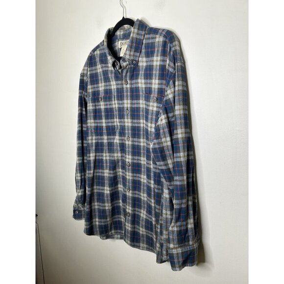 Duluth Trading Cobalt Blue & White Plaid Button Up Flannel Shirt Mens Size XL - Picture 4 of 9